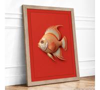 Tropical Fish Study Botanical Framed Wall Art Print A3 (42×29.7cm) Oak, Wall Decor for Living Room, Bedroom, Office & Home, Ready to Hang, Art Gift