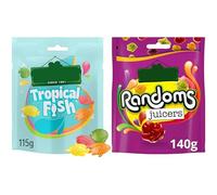 Tropical Fish Sweets 115g and Randoms Juicers Sweets Sharing Bag 140g, No Artificial Colours Flavours or Preservatives, Pack of 2