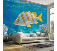 Tropical Fish Wallpaper - Blue Ocean Wall Paper, Fish Home Decor, Non-Woven Waterproof Print Wallpapers for Bedroom Living Room, Feature Walls Mural 450x315 cm - RvX108