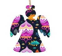 Tropical fish Wooden Christmas Tree Ornaments Angel Shape 2 PCS - Vintage Pendant Decorations for Holiday Home Decor