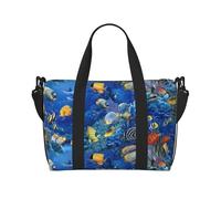 Tropical Fishes Large Weekender Bag for Travel, Water-Resistant Duffle Bag, Print Adjustable Shoulder Strap,3-5 Day Overnight Bag for Men Women