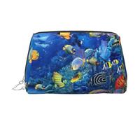 Tropical Fishes Leather Toiletry Organizer Bag, Travel-Friendly Makeup Pouch for Women