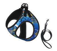 Tropical Fishes Print Harness Leash Set For Cats And Dogs, Reflective Adjustable, Soft Breathable Mesh Vest With Escape-Proof Lead, For Small Pets And Kitten Puppies