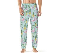 Tropical Flamingo And Pineapple Men's Pajama Pants Lightweight Pjs Bottoms Lounge Pants Sleepwear Soft