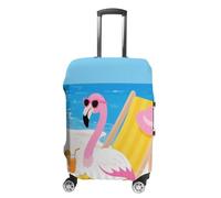 Tropical Flamingo Cartoon Travel Luggage Cover Stretchable Airplane Suitcase Protector Sleeve Universal Washable Fit for 19-32 Inch Checked Baggage,Water Resistant Durable Luggage Protector X-Large