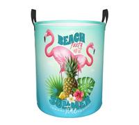 Tropical Flamingo Collapsible Oxford Fabric Laundry Hamper, Waterproof With Handles - Foldable Storage Basket For Bedroom, Bathroom, Kitchen, Nursery, Car & Toys