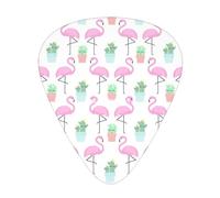 Tropical Flamingo Cute Cactus Print 12 Pcs Guitar Picks Fit Lovers 3 Different Thickness 0.46 0.71 0.96mm