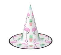 Tropical Flamingo Cute Cactus Print Halloween Wide Brim Foldable Hat Suitable For Cosplay,Masquerade And Carnival-1 Piece