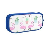 Tropical Flamingo Cute Cactus Print Pencil Pouch Storage Cosmetics Art Tools Supplies Students Teachers Versatile Use