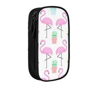Tropical Flamingo Cute Cactus Print Practical Pencil Case Multi-Compartment Office Travel School Art Daily Supplies