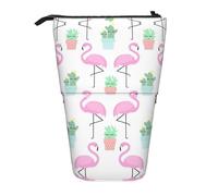 Tropical Flamingo Cute Cactus Vertical Retractable Pencil Case Stationery Box Adult Office Organizer Box