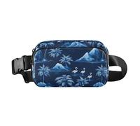 Tropical Flamingo Fanny Pack Belt Bag Crossbody Bags for Women Adjustable Strap Everywhere Waist Pouch for Workout Running Navy Blue
