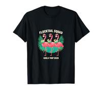 Tropical Flamingo Flocktail Squad Beach Girls Trip T-Shirt