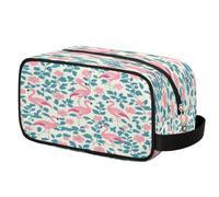 Tropical Flamingo Hibiscus Pattern Toiletry Bag for Travel, Cosmetic Makeup Bag Waterproof Polyester Shaving Bag for Men Women Kids, Portable Organizer for Bathroom Gym Vacation