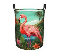 Tropical Flamingo Laundry Basket Hamper Waterproof Dirty Clothes Hamper Collapsible Washing Bin Clothes Bag with Handles Freestanding Laundry Hamper for Bathroom Bedroom Dorm Travel