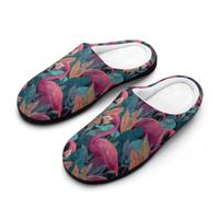 Tropical Flamingo Men Cotton Slippers Lightweight Slipper | Non-Slip Shoes,House Slipper Closed Toe for Bedroom Bath