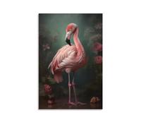 Tropical Flamingo Painting Poster Rustic Retro Floral Animal Canvas Wall Art Prints Painting for House Room