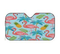 Tropical Flamingo Pineapple Palm Tree Car Windshield Sun Shade