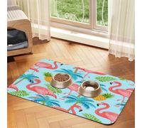 Tropical Flamingo Pineapple Palm Tree Pet Feeding Mat 30x45cm