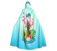 Tropical Flamingo Printed Hooded Cloak Robe Cloak Witch Vampires Grim Reaper Devil For Boy Girl Cosplay Costume