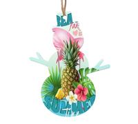 Tropical Flamingo Printed Snowman Shape Xmas Ornaments 1 Pcs, Christmas wooden pendant Hanging for Xmas Tree Home Indoor Outdoor Decor