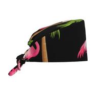 Tropical Flamingo Prints Cleaning Working Cap Chef Hat for Women and Men, for Surgical, Nursing Black