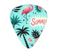 Tropical-Flamingo-Sunglasses-Pineapples 12 Pack Guitar Picks With 3 Thicknesses And Storage Box, Abs Plectrums For Electric Bass Guitar Players