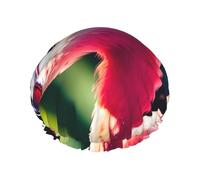 Tropical flamingos and pineapples Print Shower Cap - Reusable Bath Hair Cap, Double Layer, Adjustable Elastic Strap, Durable Travel Essential