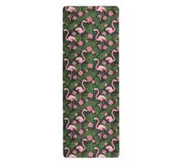 Tropical Flamingos Palm Leaves Flowers Vibrant Pink yoga mat thin for women printed, non slip, hot yoga towel non slip with bag for carrying tapete para ejercicio 71x26 inches