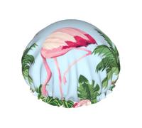 Tropical flamingos Print Lightweight Shower Cap for Women and Men Reusable hat Soft hat and Bath Hair Cap
