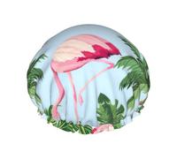 Tropical Flamingos Print Shower Cap For Women Lightweight Reusable Softdouble Waterproof Layers Leakproof.
