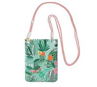 Tropical Flora Print Slim Phone Crossbody Bag Multi-Purpose Sling Wallet for Travel Running Daily Use