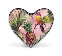 Tropical Floral Bird Pineapples Heart Shaped Enamel Brooch Pin Button Badges Decoration Hat Clothing Bag Accessories Gift Crafts