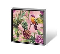 Tropical Floral Bird Pineapples Square Enamel Brooch Pin Button Badges Decoration Hat Clothing Bag Accessories Gift Crafts