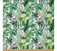 Tropical Floral Fabric by The Yard Watercolor Leaf Botanical Summer Theme Upholstery Fabric for Chairs and Home DIY Projects Nature Plants Decorative Waterproof Fabric 2 Yards,(L184*W150cm) Green