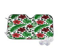 Tropical Floral Green Leopard Wind Sun Shade for Car Sun Visor Foldable Vehicle Sunshade 27.5×51.2 Inch