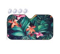 Tropical Floral Leaves Car Windshield Sun Shade Foldable Car Front Window Sunshade for Sun, Heat and UV Rays, Auto Sun Blocker Visor Protector for Cars, SUVs Small