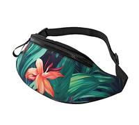 Tropical Floral Leaves Fanny Pack for Men Women, Waterproof Sports Waist Bag Fashion Belt Bag Crossbody Bags Hip Bum Bag with Adjustable Strap Large Sling Bag Purse for Travel Hiking