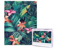 Tropical Floral Leaves Puzzles from Photos 500 Pieces Personalized Wooden Puzzle Challenging Jigsaw Puzzles for Adults Custom Picture Puzzle Gifts for Family Wedding Friend