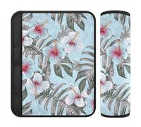 Tropical Floral Pattern Car Seat Belt Covers Covers for Boys Girls Seatbelt Cushion for Adults 2 Pieces 6.5 * 6.5in
