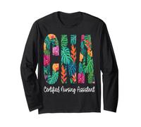 Tropical Floral Pattern CNA Certified Nursing Assistant Long Sleeve T-Shirt