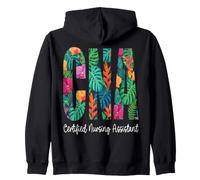 Tropical Floral Pattern CNA Certified Nursing Assistant Zip Hoodie