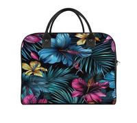 Tropical Floral Pattern Laptop Tote Bag Casual Travel Handbag Multi Pocket Shoulder Bags for Work Travel