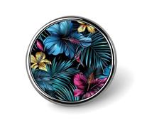 Tropical Floral Pattern Round Badge Personalized Metal Lapel Pin Badges Fit Clothing Bags Hat Humorous Printed Brooch Badge Party Decorations Accessories for Men Women