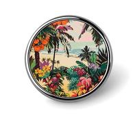 Tropical Floral Pattern Round Badge Personalized Metal Lapel Pin Badges Fit Clothing Bags Hat Humorous Printed Brooch Badge Party Decorations Accessories for Men Women