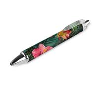 Tropical Floral Print Ballpoint Pens Fine Point 0.5mm Retractable Ballpoint Pen Flexible Round Barrel Work Pen 1 PCS