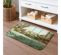Tropical Floral Quick Dry Bath Mat, Vintage Peach Flowers Botanical Absorbent Non Slip Shower Mat, Summer Memory Foam Washable Bath Rugs for Bathroom Toilet Restroom Decorative 20x32 Inch