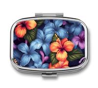 Tropical Floral Travel Pill Organizer A Daily Pill Box for Supplements 2 Compartment Pill Case Convenient for Carrying and Storing Medicines Box