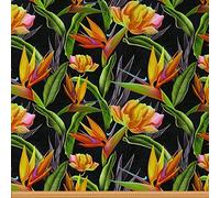 Tropical Floral Upholstery Fabric by The Yard,Palm Leaf Flowers Reupholstery Fabric for Chairs,Summer Chic Botanical Plant Fabric for Outdoor and DIY Projects,1 Yard,(L92*W150cm) Orange Green