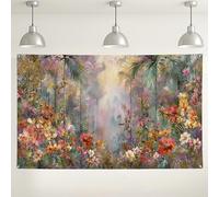 Tropical Floral Wall Backdrop, Botanical Vintage Exotic Party Decorations, Lush Indoor/Outdoor Picture Background for Photography Garden Events 71x43 Inch